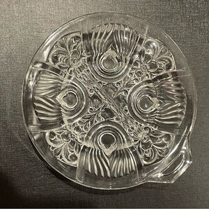 Vintage Indiana Glass Killarney Clear Glass Divided Relish Dish One Handle